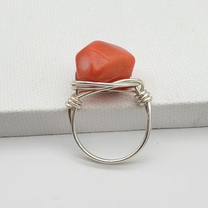 Wire-wrapped Coral Ring